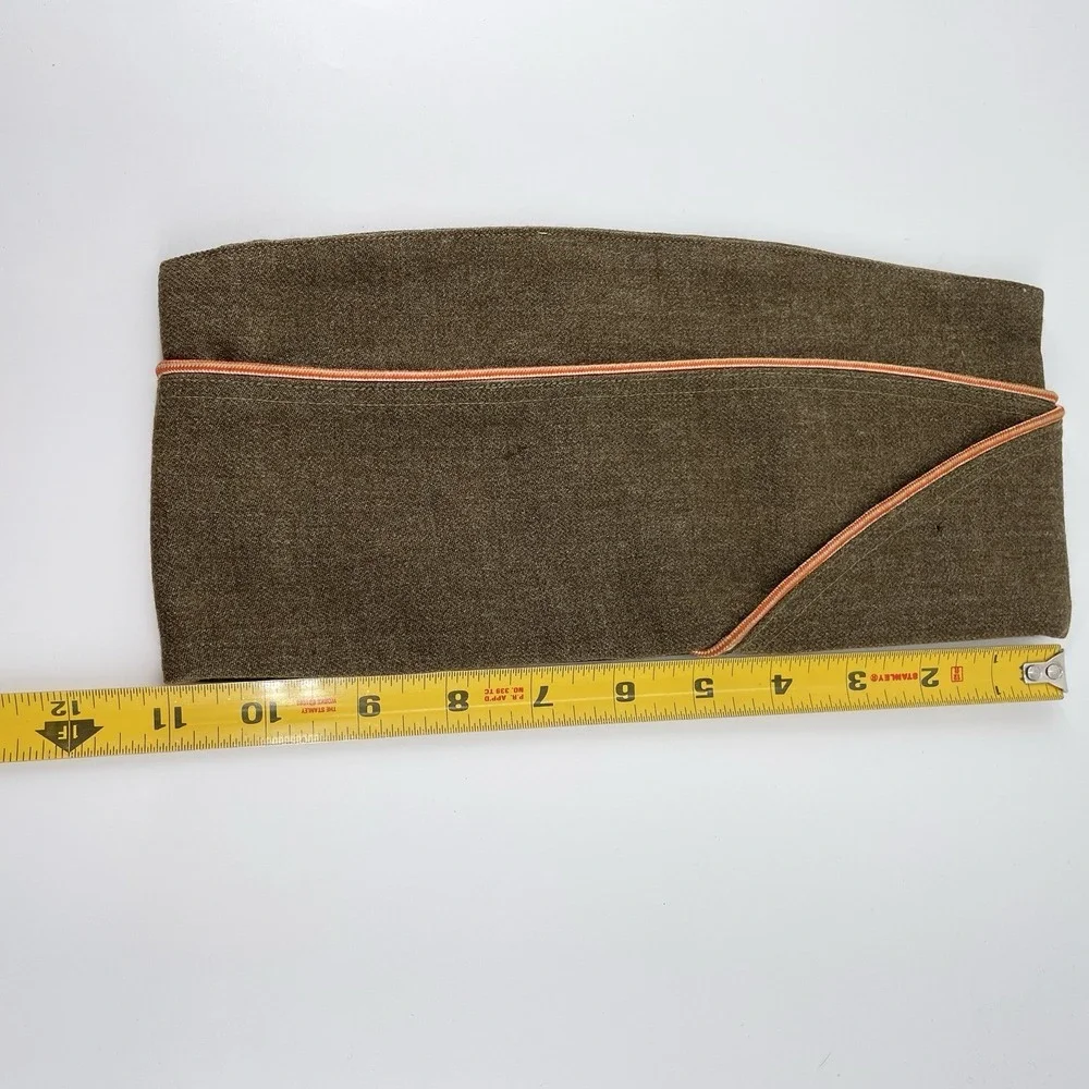 US Army Issued M1950 Garrison Cap Korean War Engineer Corps Wool OD Laundry #